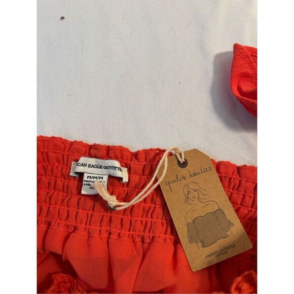 American Eagle off shoulder Romper new burnt orange M new rn#54485 - Picture 4 of 12
